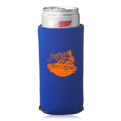 Custom Collapsible Slim Can Coolers - Royal Blue