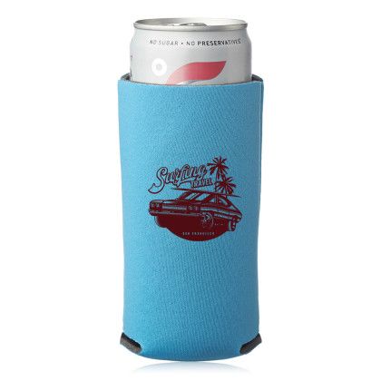 Custom Collapsible Slim Can Coolers - Neon Blue
