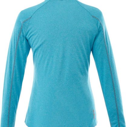 Custom Women's TAZA Performance Knit Quarter Zip with Thumb Holes - Aspen Blue Back View