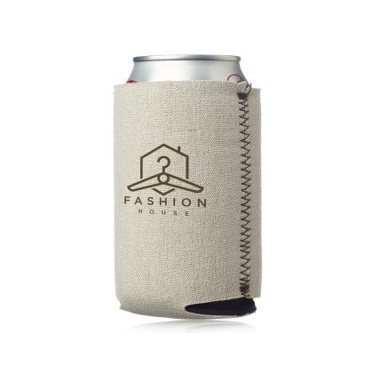 Custom Canvas Foam Can Coolers - Brown 