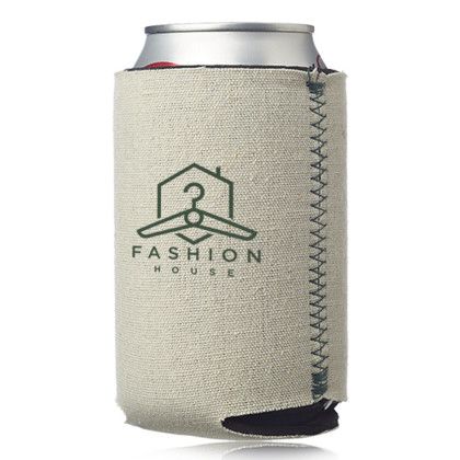 Custom Canvas Foam Can Coolers - Green 