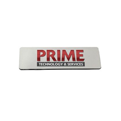 Custom 3" x 1" Metal Name Badge - Silver 