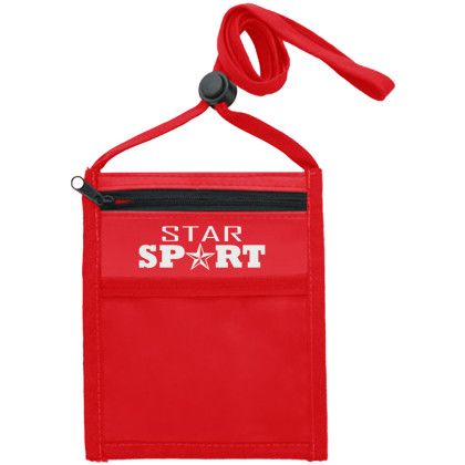 Custom Nylon Pouch with Front Zipper Pocket - Red 