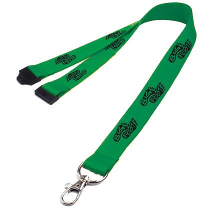 Custom 0.62" Polyester Lanyard with Safety Breakaway - Green 