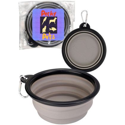Custom Collapsible Full Color Pet Bowl - Gray Open View Custom Collapsible Full Color Pet Bowl - Gray Open View