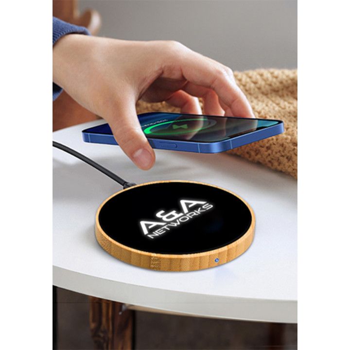 Custom 10 W Wireless Bamboo Charging Pad