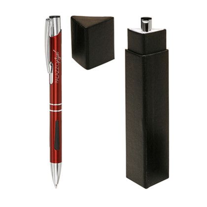 Custom Salford Comfort Grip Pens Gift Set - Burgundy 