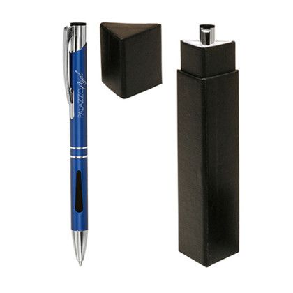 Custom Salford Comfort Grip Pens Gift Set - Blue 