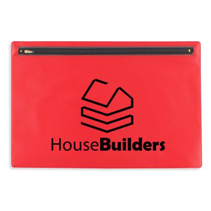 Custom Nylon Zipper Portfolio - Red