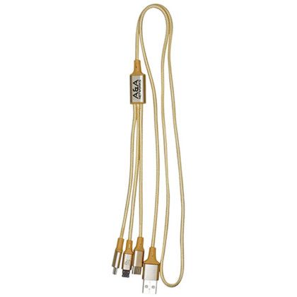 Custom Metallic 3-in1 Cable with Type C USB - Light Gold