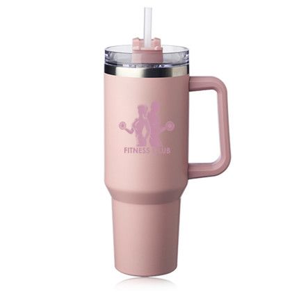 Custom 40 oz. Alps Stainless Steel Travel Mugs with Handle - Light Pink