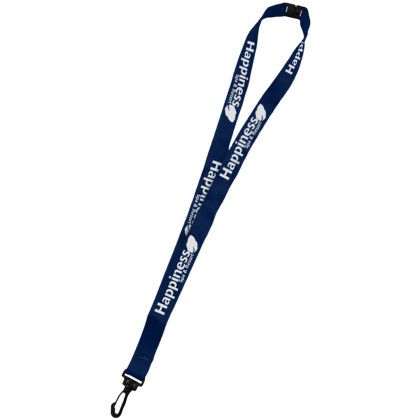 Custom 0.75" Dye Sublimation Lanyards with Safety Breakaway - Navy Blue
