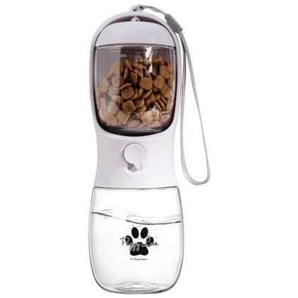 Custom 10 oz Pet Water Bottle with Food Container - Clear