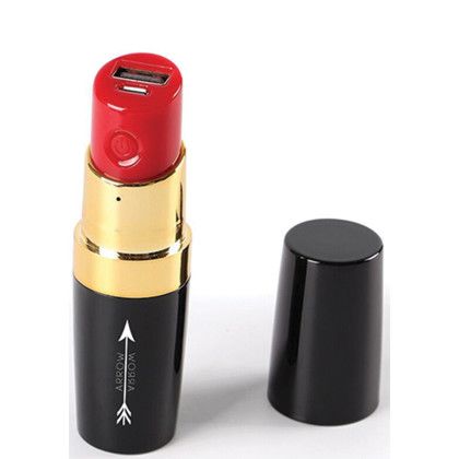 Custom Lipstick Shaped 2200mAh Power Bank - Black With Lid