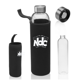 Custom 34 oz. Glass Water Bottles with Carrying Pouch - Clear