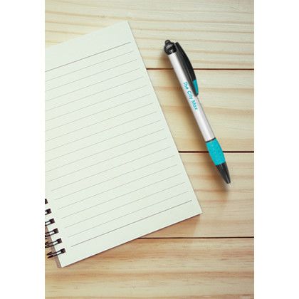 Custom Advertising Plastic Pens - Teal Lifestyle