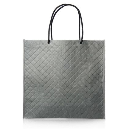 Custom Medina Woven Shopping Bags - Grey Back View Custom Medina Woven Shopping Bags - Grey Back View