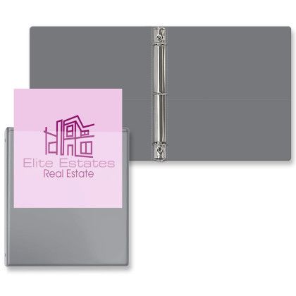 Custom 1" Overlay Round Ring Binder - Blank - Gray