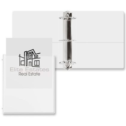 Custom 3" Overlay Round Ring Binder - Blank - White