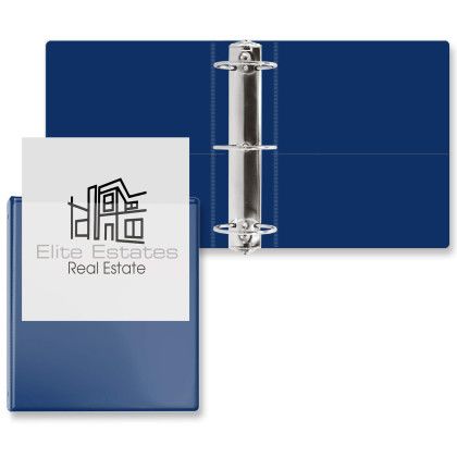 Custom 3" Overlay Round Ring Binder - Blank - Royal Blue