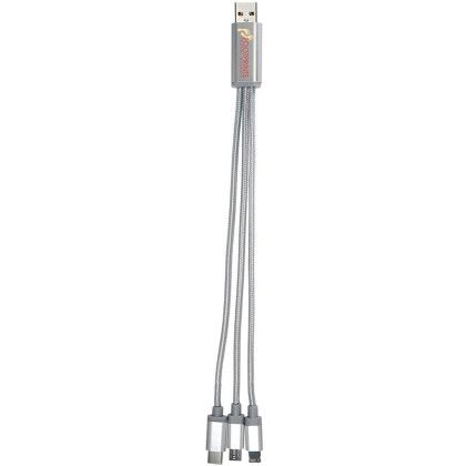 Custom Metallic 3-in-1 Charging Cable - Silver 