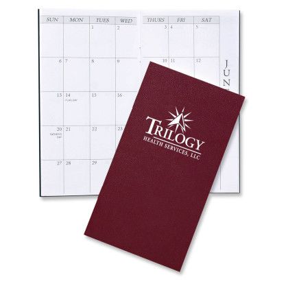 Custom Monthly Pocket Planner - Leatherette - Burgundy