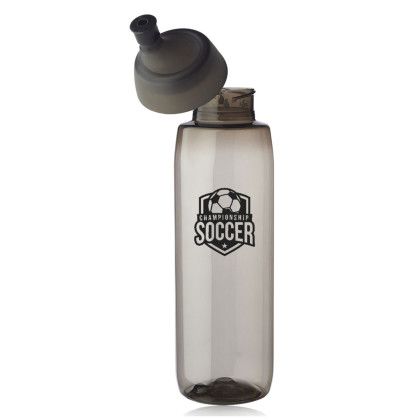Custom 34 oz. Lenexa Plastic Water Bottles - Smoke Open Lid Custom 34 oz. Lenexa Plastic Water Bottles - Smoke Open Lid