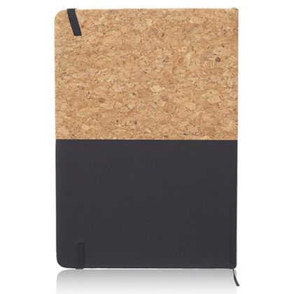 Custom Greensburg Hard Cover Cork Bound Notebook - Black Back View