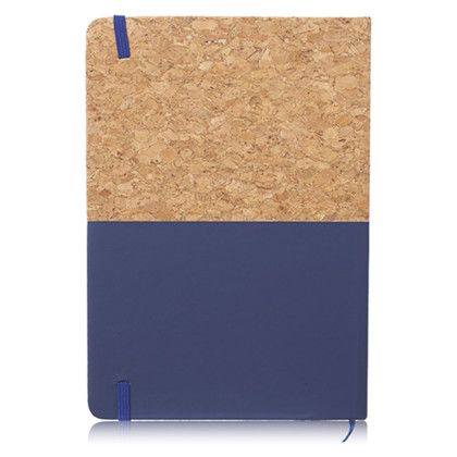 Custom Greensburg Hard Cover Cork Bound Notebook - Navy Blue Back View