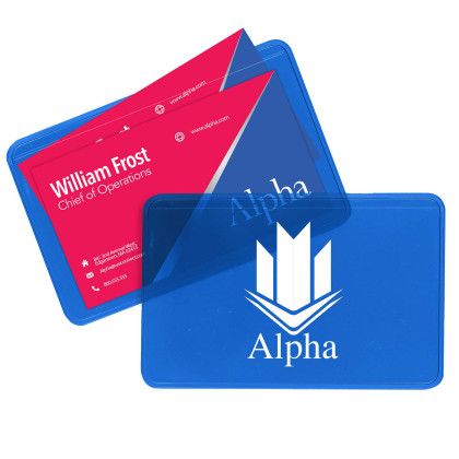 Custom Translucent Vinyl Single Panel Business Card Cases - Translucent Dark Blue