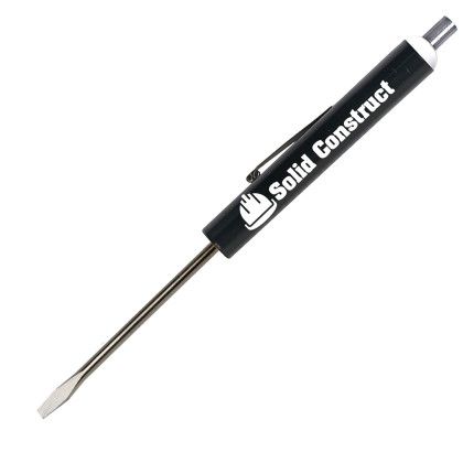 Custom Pocket Screwdriver - 1/8" Flat Tip Blade Magnet Top - Black