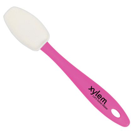 Custom Mini Silicone Spoon - Picante Pink With White