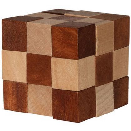 Custom Wooden Elastic Cube Puzzle - Brown