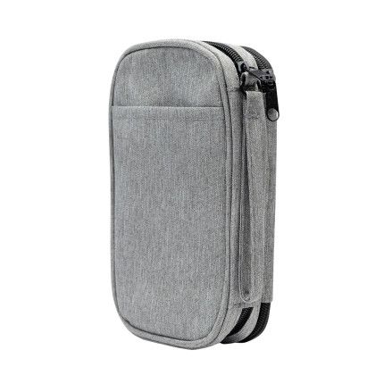Custom Tandem Tech Travel Organizer - Heathered Gray Side View Custom Tandem Tech Travel Organizer - Heathered Gray Side View