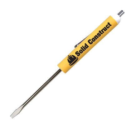 Custom Pocket Screwdriver - 1/8" Flat Tip Blade Magnet Top - Yellow