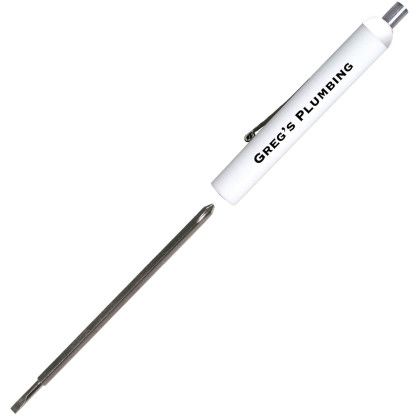 Custom Pocket Screwdriver - Rev. 2.5mm Tech 0 Phillips Blade/Magnet Top - White