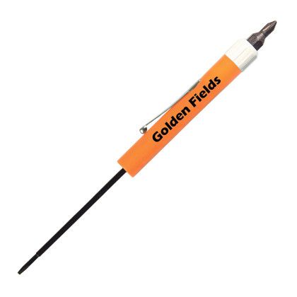 Custom Pocket Screwdriver - 2.5mm Tech Blade/Hex Bit Top - Orange 