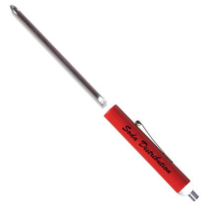 Custom Pocket Screwdriver - Rev. 1/8" Flat Tip 0 Phillips Blade/Magnet Top - Red 