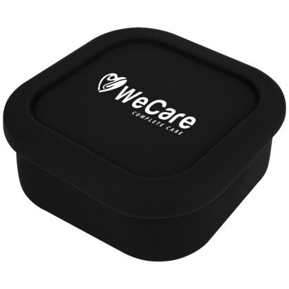 Custom Square Silicone Food Container - Black