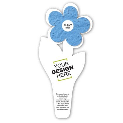 Custom Flower-Shaped Bookmarks - Light Blue