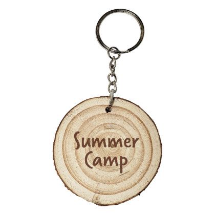 Custom Natural Wood with Rings Keyring