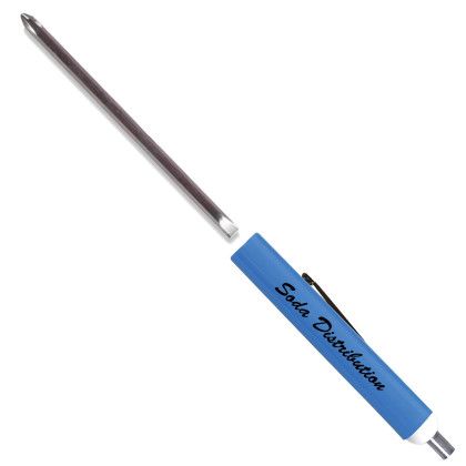 Custom Pocket Screwdriver - Rev. 1/8" Flat Tip 0 Phillips Blade/Magnet Top - Bright Blue 