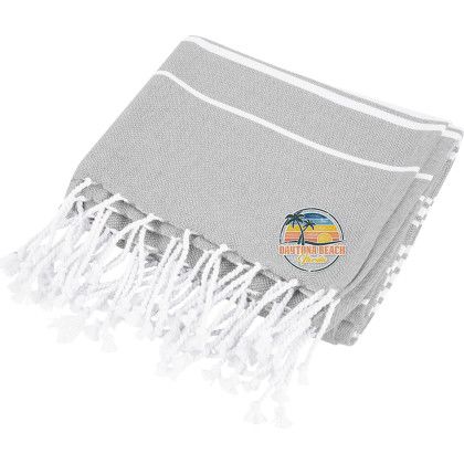 Custom 100% Recycled Cotton Beach Blanket With Tassel Fringe - Gray Custom 100% Recycled Cotton Beach Blanket With Tassel Fringe - Gray