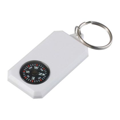 Custom Compass Keyring - White