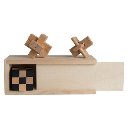 New 3-in-1 Wooden Puzzle Boxed Set - Laser - Natural Open View
