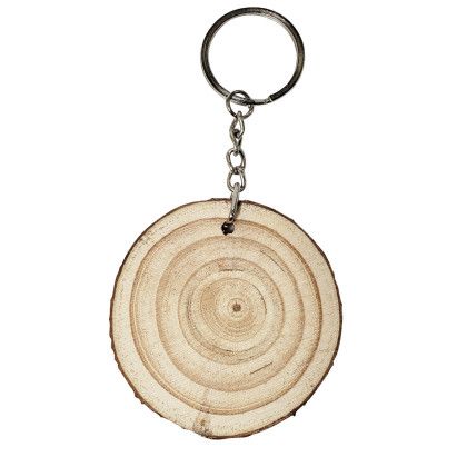 Custom Natural Wood with Rings Keyring - Back View