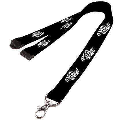 Custom 0.62" Polyester Lanyard with Safety Breakaway - Black 