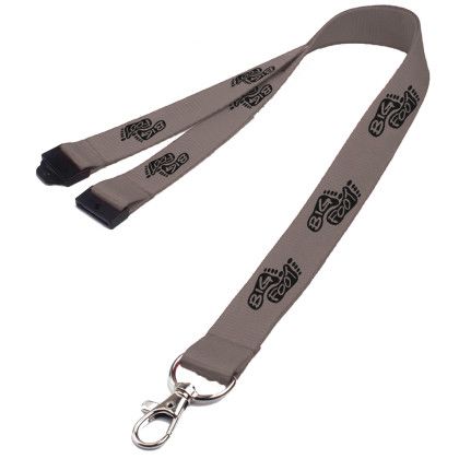 Custom 0.62" Polyester Lanyard with Safety Breakaway - Dark Grey