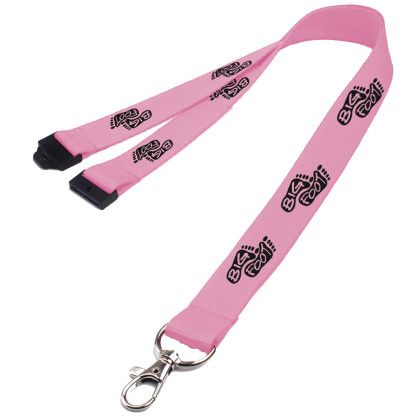 Custom 0.62" Polyester Lanyard with Safety Breakaway - Pink 