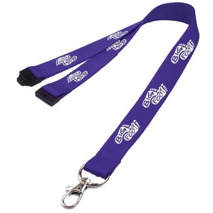 Custom 0.62" Polyester Lanyard with Safety Breakaway - Royal Blue 